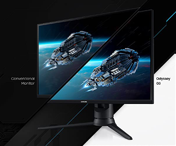 Comparison in image quality between conventional monitor and Odyssey G35T Gaming Monitor.